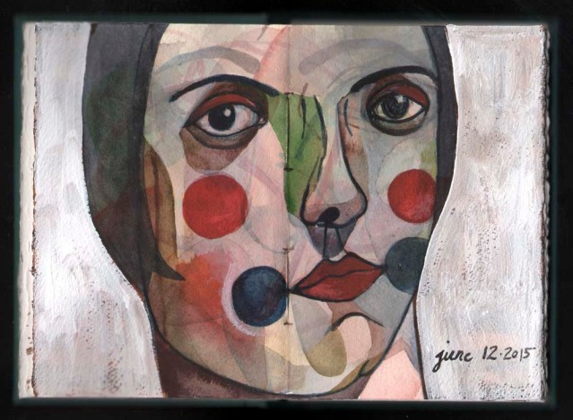 watercolor sketchbook } left hand on blue