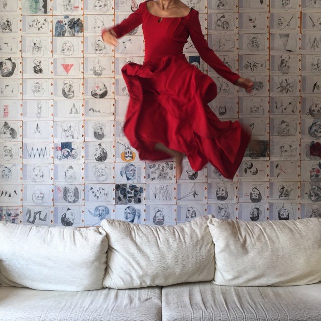 here in my red dress