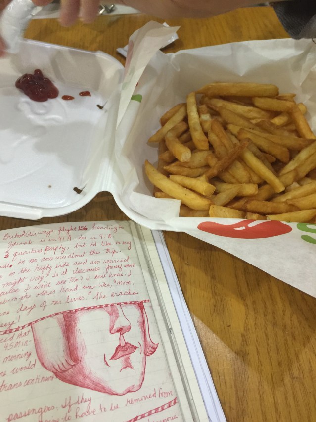 sunday, july 26 } greasy fries at the airport. it wouldn't have happened if i weren't traveling with four teenagers