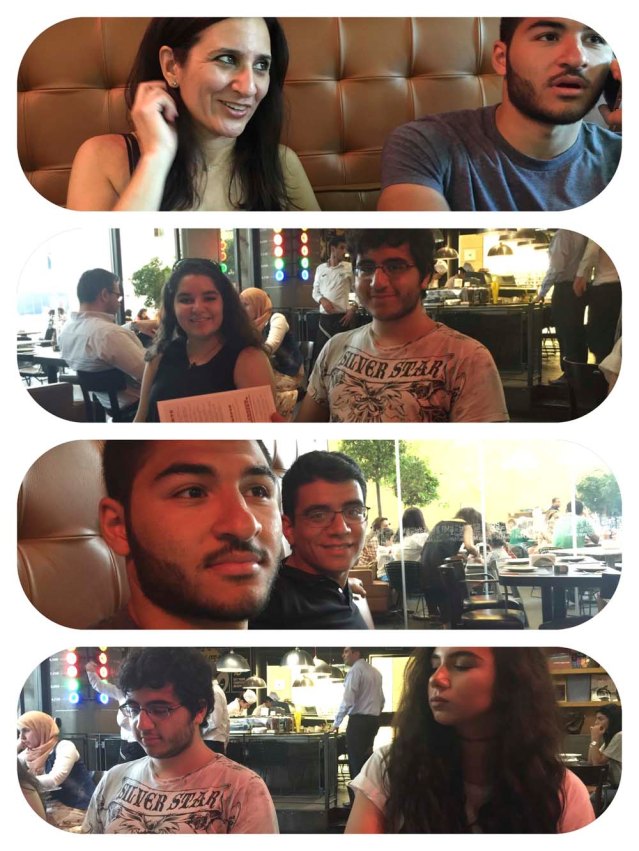 that night z and i meet up with my nephew, niece and sons for dinner and a movie 