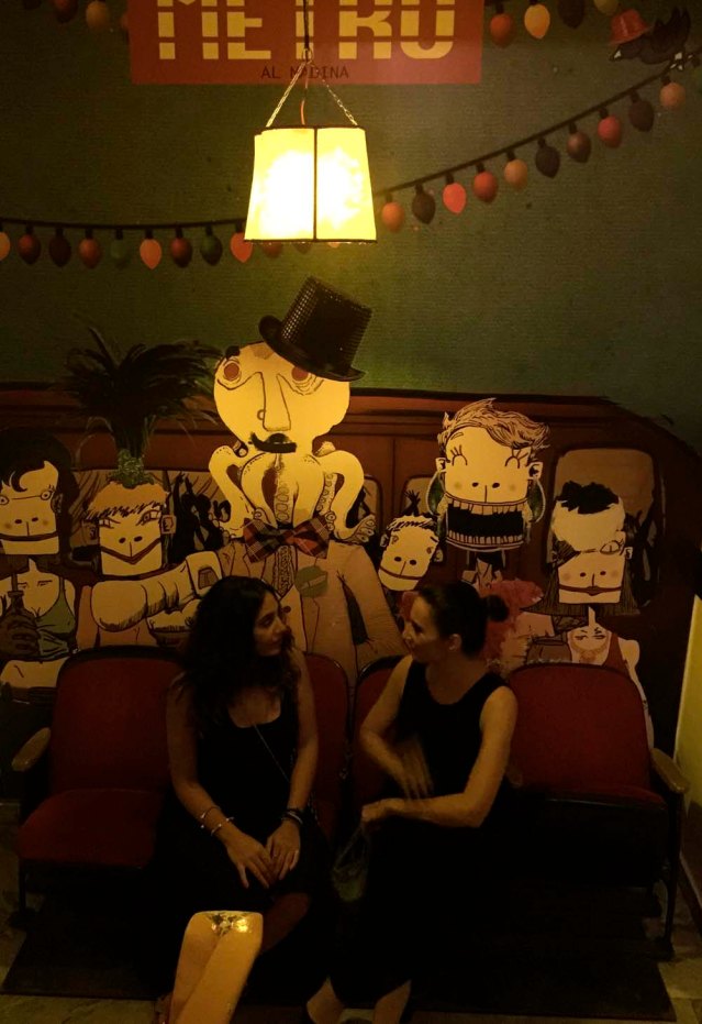 on the landing, y and i pause for a chat