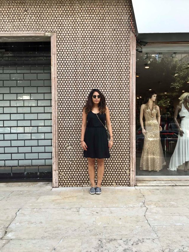 friday, july 31 } yasmine in front of the old emporio armani facade in verdun. a little after this we head back up to the jabal (mountain)