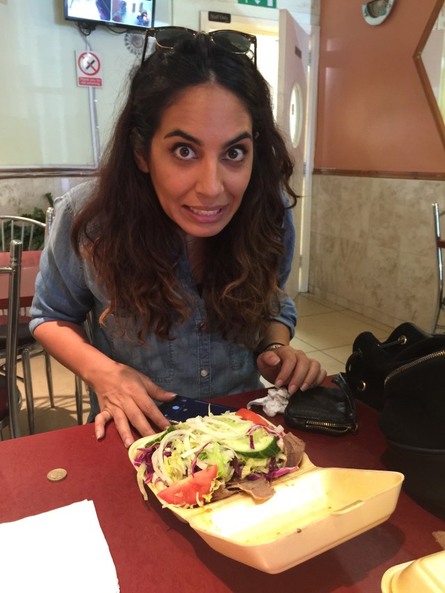 down the street it's donor kabob for dinner