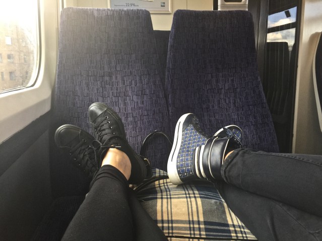 yasmine and i are conked out on the train back to victoria station