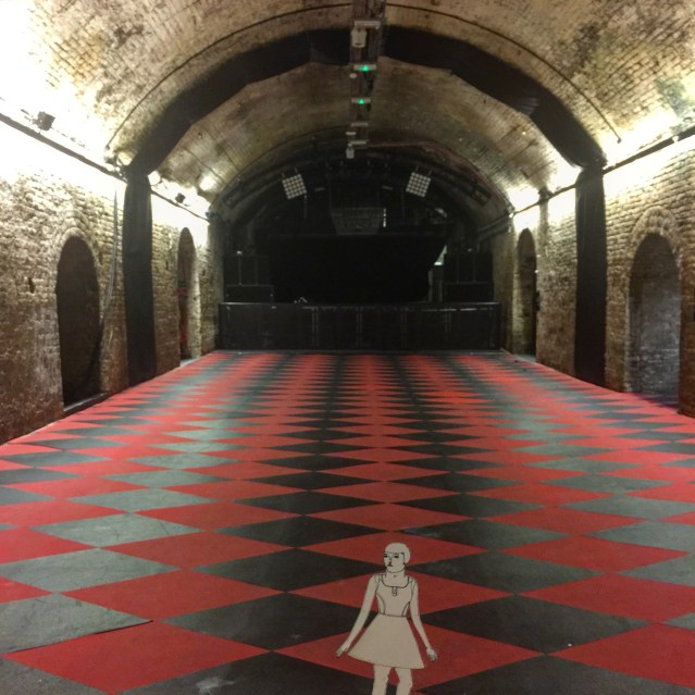 on the way out, eve gets lost in the house of vans (where the event was hosted)