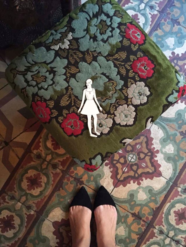 eve is in love with the floral motifs on the furniture and floor tiles