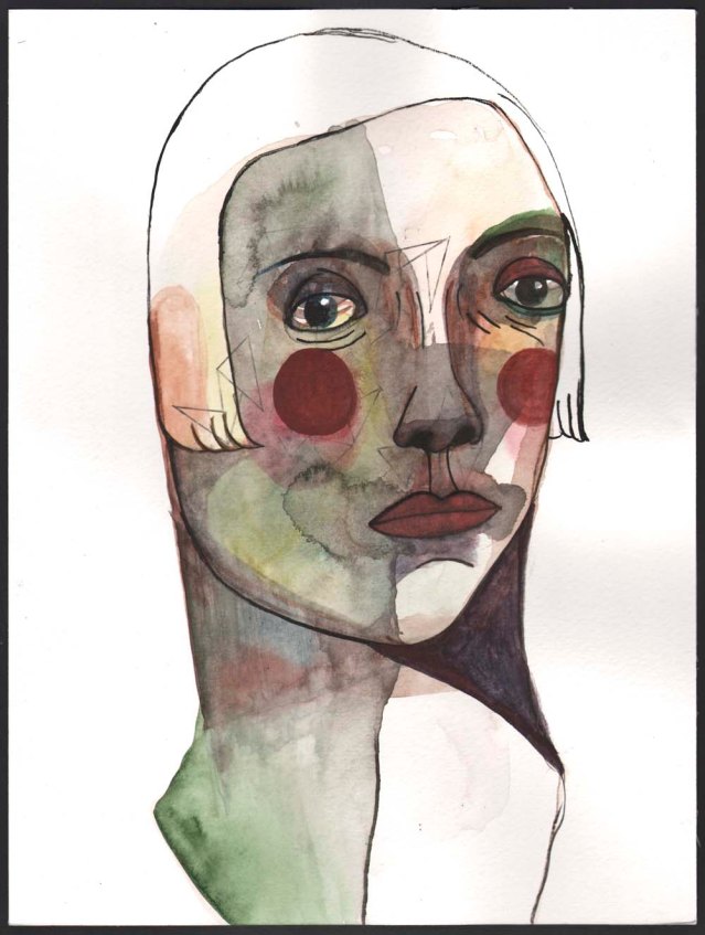 face thinking diagonally